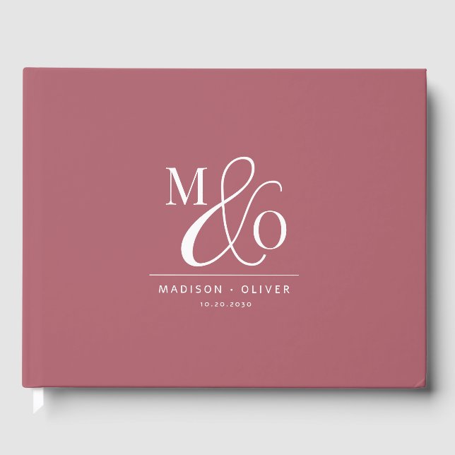 Livre D'or Élégant Monogramme Mariage Terracotta (Recto)