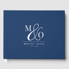 Livre D'or Élégant Monogramme moderne Mariage bleu marine