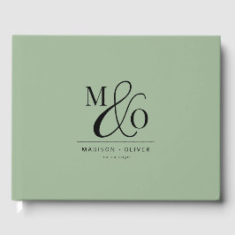 Livre D'or Élégant Monogramme moderne Mariage Sage Green