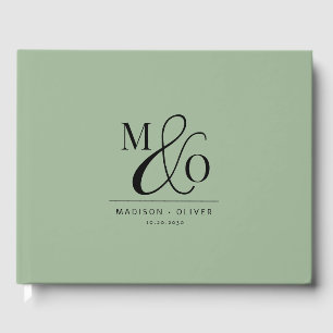 Livre D'or Élégant Monogramme moderne Mariage Sage Green