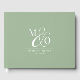 Livre D'or Élégant Monogramme moderne Mariage Sage Green