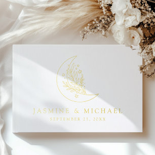 Livre D'or Elegant Moon et Stars Gold Foil Mariage photo