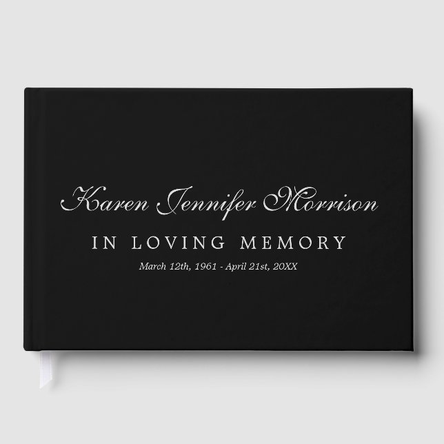 Livre D'or Elegant Name Gray Script Black In Loving Memory (Recto)