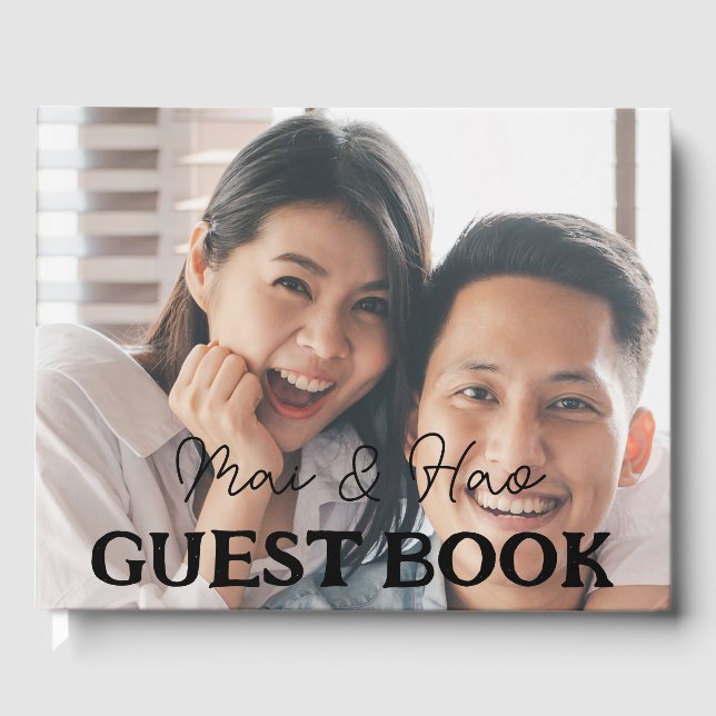 Livre D'or Elegant Newlyweds Mariage Nom photo (Recto)