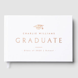 Livre D'or Élégant nom du diplômé sur un chapeau de graduatio