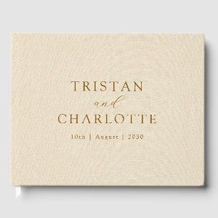 Livre D'or Elégant Or BronzeTypographie Champagne Faux Linen