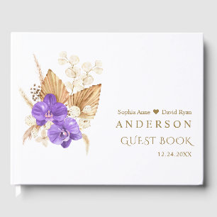 Livre D'or Elégant Pampas Grass violet orchidée Rose Mariage