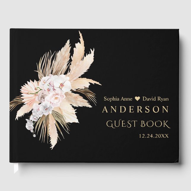 Livre D'or Elégant Pampas Grass White Orchid Rose Mariage (Recto)