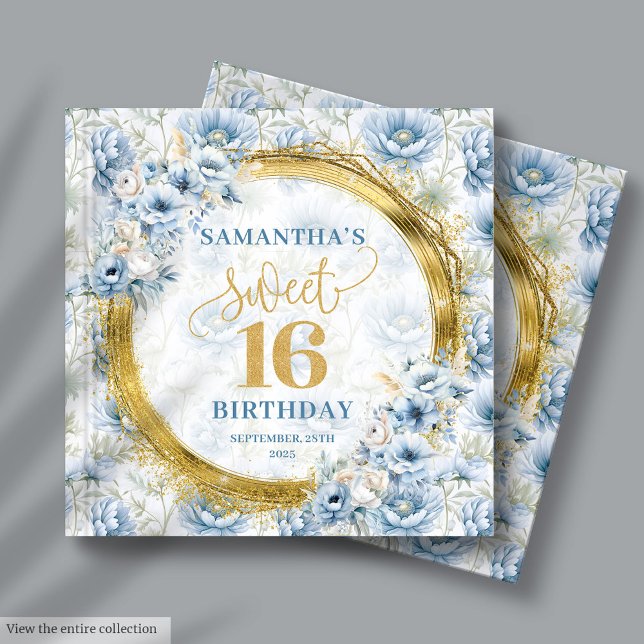 Livre D'or Élégant Pastel Blue Sweet sixteen Invité Connexion (Elegant Pastel Blue Sweet Sixteen Guest Sign In Guest Book)