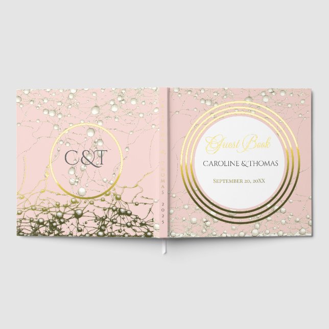 Livre D'or Elegant Pearl Gold Script Wedding Romantic Pearls (Complet)