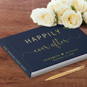 Livre D'or Élégant Photo Bleue De Mariage Heureux À Tout Jama