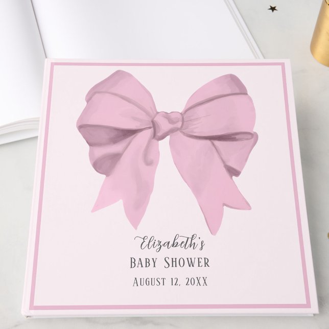 Livre D'or Elegant Pink Bow It's a Girl Baby Shower  (Créateur téléchargé)
