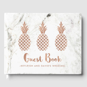 Livre D'or Élégant Rose ananas rose sur Marbre blanc