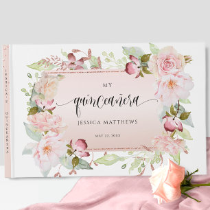 Livre D'or Elégant rose, Blush, Or Rose Quinceañera Floral