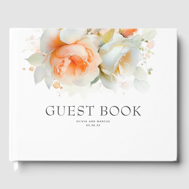 Livre D'or Élégant Rose Botanique Fleurs Mariage Boho (Recto)