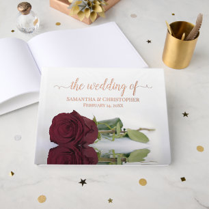 Livre D'or Élégant Rose Bourgogne Moyen Mariage Foil