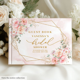 Livre d'or élégant rose doré floral pour invités d
