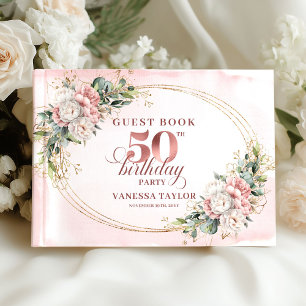 Livre d'or élégant Rose Gold Botanique 50e Anniver