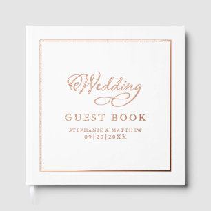 Livre D'or Élégant Rose Gold Calligraphie Mariage Chic White