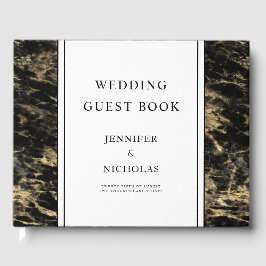 Livre D'or Elégant Rose Gold Noir Marbre Noir Mariage
