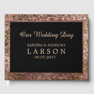 Livre D'or Élégant Rose Gold Parties scintillant Mariage Livr
