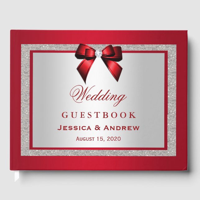 Livre D'or Elégant Ruby Red & Silver Parties scintillant Mari (Recto)