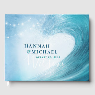 Livre D'or Elégant Rustic Ocean Wave Beach Mariage