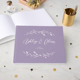 Livre D'or Élégant rustique Lavande violet Fleur sauvage Mari