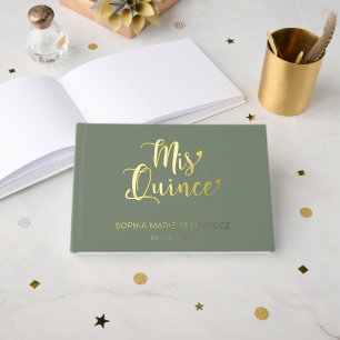 Livre D'or Elégant Sage moderne Or Quinceañera