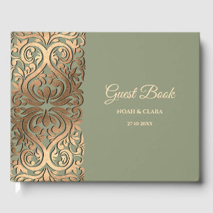 Livre D'or Elégant Sage moderne vert & or mariage Luxe