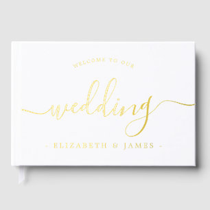 Livre D'or Élégant Script Bienvenue À Notre Mariage