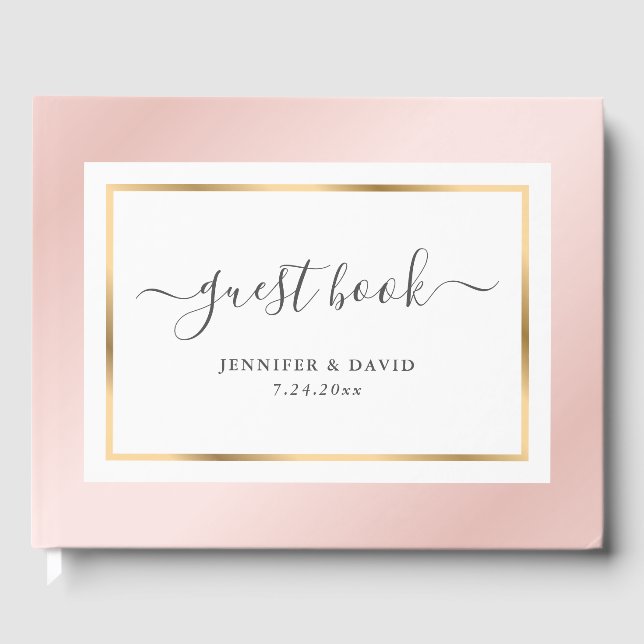 Livre D'or Élégant Script Blush Pink Gold Mariage (Recto)