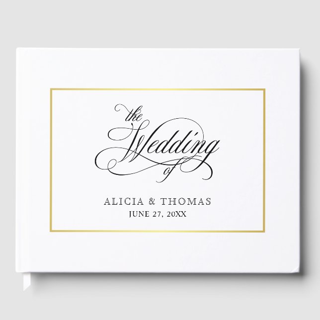 Livre D'or Élégant Script fleurit Mariage de calligraphie (Recto)