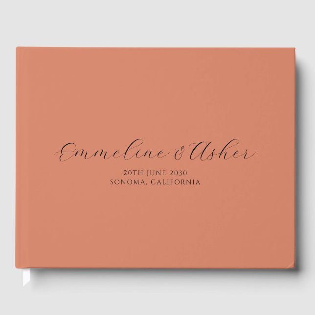 Livre D'or Élégant script Serif Custom Terracotta Mariage (Recto)