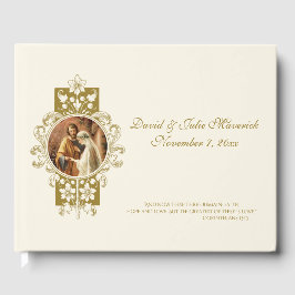 Livre D'or Élégant Simple Mariage catholique classique invité