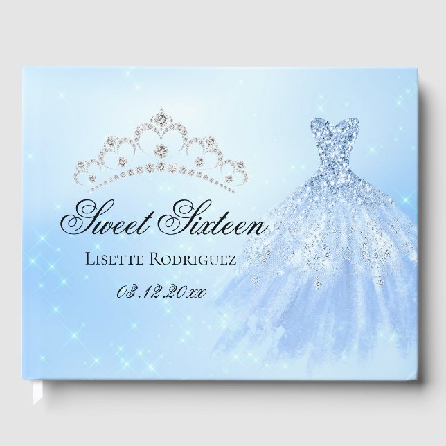 Livre D'or Élégant Sweet sixteen bleu (Recto)