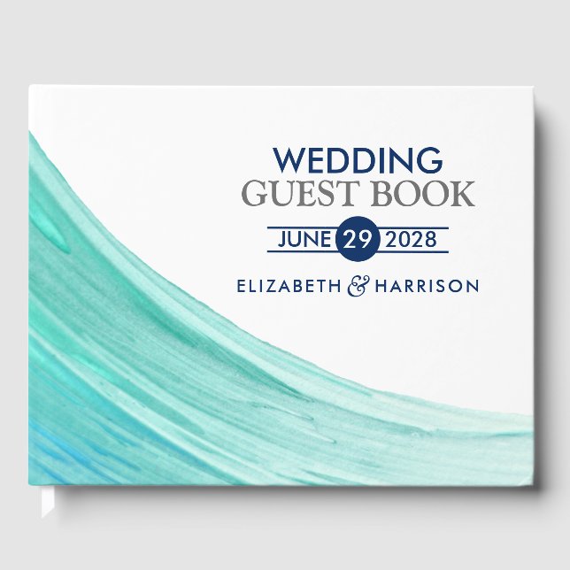Livre D'or Elégant Turquoise Tides Beach Mariage (Recto)