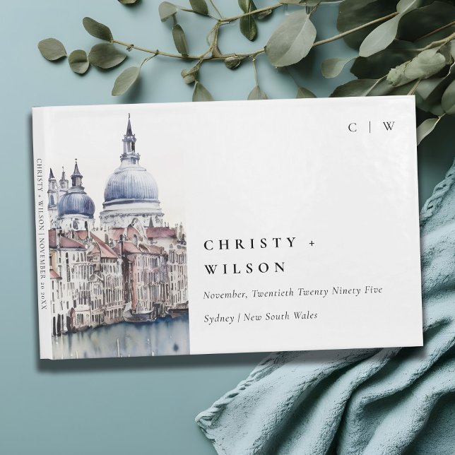 Livre D'or Elégant Venice Italie Canals Aquarelle Mariage (Créateur téléchargé)