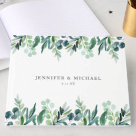 Livre D'or Elegant Watercolor Botanical Greenery Wedding