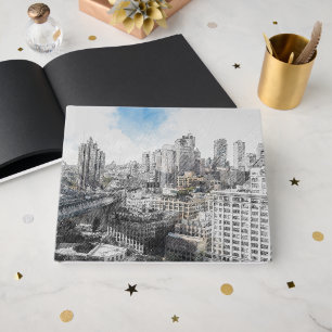 Livre D'or Elégante aquarelle Brooklyn Bridge NYC