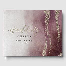 Livre D'or Elégante aquarelle en Mariage de canneberge Monogr