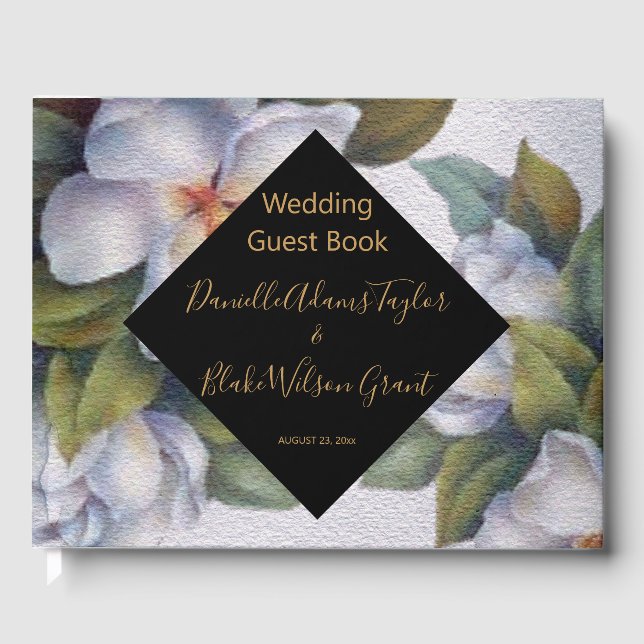 Livre D'or Elégante aquarelle Floral Mariage, Réception (Recto)