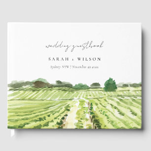 Livre D'or Elégante aquarelle Green Winery Vignoble Mariage