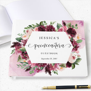 Livre D'or Elégante Bourgogne, Brousse, Quinceañera Florale R