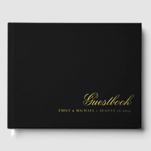 Livre D'or Élégante calligraphie Black Real Gold Mariage