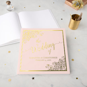Livre D'or Élégante calligraphie Blush Pink & Gold Mariage