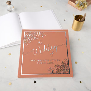 Livre D'or Élégante calligraphie Coral et Mariage à huile d'a