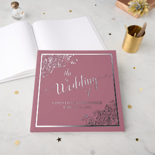 Livre D'or Élégante calligraphie Dusty Rose Mariage argent