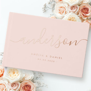 Livre D'or Élégante calligraphie lumière rose mariage vrai fe