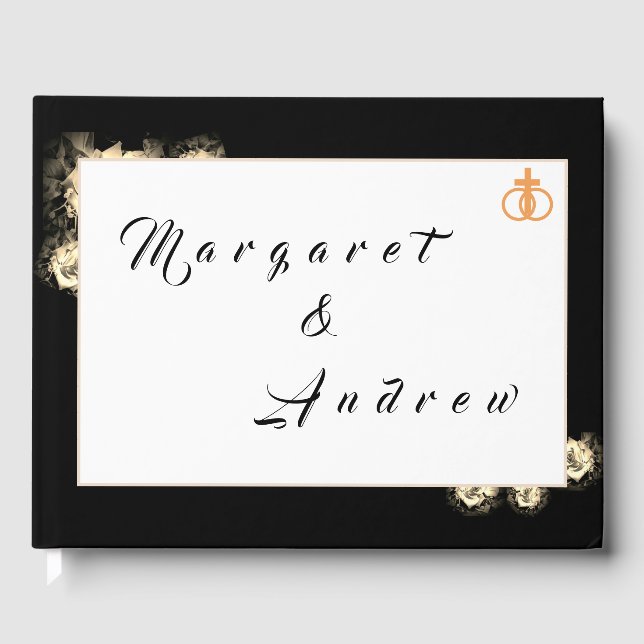Livre D'or Élégante carte de réponse Mariage catholique Rose (Recto)